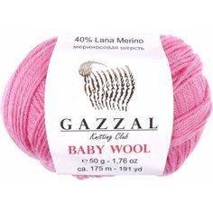 Пряжа Gazzal Baby Wool темно-розовый (831), 40%шерсть мериноса/20%кашемирПА/40%акрил, 175м, 50г, 1шт