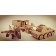 9 МАЯ. Набор (Б) "военный" из 3-х единиц боевой техники /деревянные игрушки/машинки Нет бренда