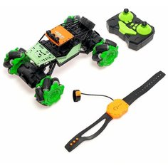 Машина игрушка радиоуправляемая Джип-акробат, 4WD, управление жестами, работает от аккумулятора, цвет зелёный Enkara