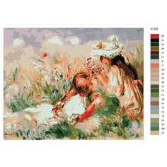 Картина по номерам V-325 "Пьер Огюст Ренуар. Девочки на траве", 70x90 см Brushes Paints