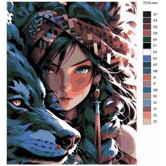 Картина по номерам Т216 "Красивая девушка и волк", 70x90 см Brushes Paints