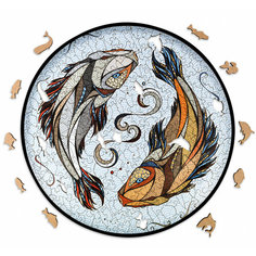 Фигурный деревянный пазл EWA Карпы Кои (Рыбы) L 40x40 см Eco Wood Art