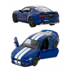 Металлическая машинка Kinsmart 1:38 «2015 Ford Mustang GT с принтом» инерционная, синяя KT5386DF-2