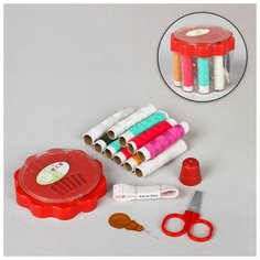 Швейный набор «Ромашка», 26 предметов, в пластиковом стакане, 6,5 × 7,5 см, цвет микс Арт Узор