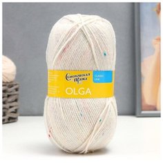 Пряжа Olga (ОльгаПШ) 50% шерсть, 50% акрил 392м/100гр (1925 суров.-рад1) (2 шт)