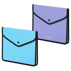 Папка-конверт на кнопке А5+, 600 мкм, ErichKrause Diagonal Pastel, обшитая, с текстильной вставкой, непрозрачный, с расширением, микс