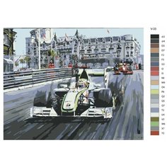Картина по номерам V-33 "Болид - автомобиль с открытыми колёсами" 70x90 Brushes Paints