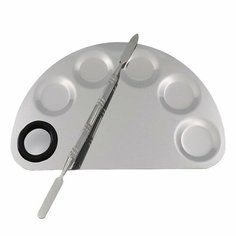 Палитра для смешивания красок металлическая, полукруг со шпателем Lunica de Arti