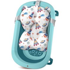Комплект для купания новорожденных LaLa-Kids, матрасик-горка для купания, ванночка лазурно-синий