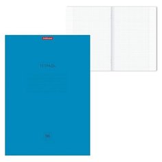 Тетрадь А4, 96 листов в клетку на скобе ErichKrause Neon "Классика", обложка мелованный картон, блок офсет, белизна 100%, голубая