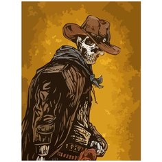 Картина по номерам на холсте Скелет Ковбой - 9026 В 30x40