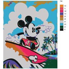 Картина по номерам Т98 "Микки Маус на серфе", 40х50 см Brushes Paints