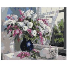 Картина по номерам Кот и сирень 40х50 см Hobby Home