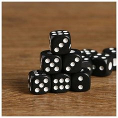 - Кубики игральные 1.4 х 1.4 см, фасовка 100 шт, чёрные Нескучные игры