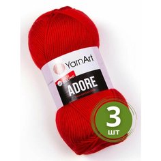 Пряжа YarnArt Adore (Адоре) - 3 мотка 371 красный, 100% акрил антипиллинг, 100 г 280 м