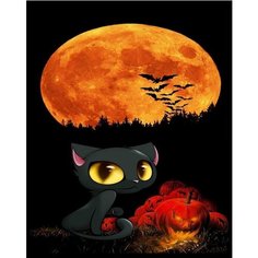 Картина по номерам Чёрный котёнок Хэллоуин 40х50 см 000 Art Hobby Home