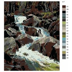 Картина по номерам U-7 "Могучий горный водопад", 70x90 см Brushes Paints