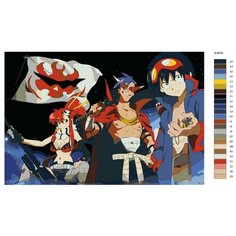 Картина по номерам V-414 "Аниме: Гуррен-Лаганн (Gurren-Lagann). Камина, Ёко, Симон (Kamina, Yoko Littner, Simon)", 80x120 см Brushes Paints