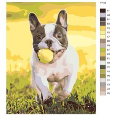 Картина по номерам Y-156 "Игривый французский бульдог. Собака" 70x90 Brushes Paints