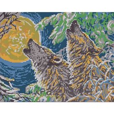 Вышивка бисером картины Вой волков 30*38см Светлица