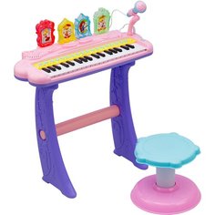 Детский синтезатор со стульчиком (2269-207) розовый, 37 клавиш Bright Kid