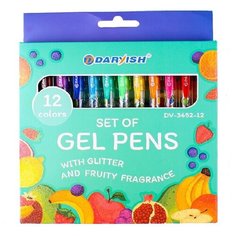 Darvish Набор ручек гел. 12цв с блеском+ароматом фруктов в картон.уп.