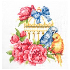 МКН 19-14 Набор для вышивания Многоцветница Волнистые попугайчики 18,0 х 20,0см