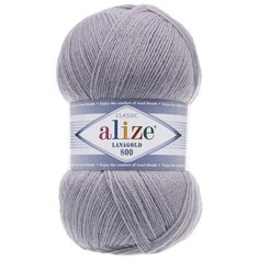 Пряжа для вязания ALIZE Lanagold 800, 100г, 730м (49%шерсть, 51%акрил) (200 светло-серый), 5 мотков
