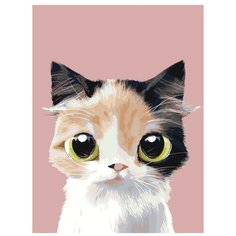 Картина по номерам, "Живопись по номерам", 60 x 80, A510, котёнок, домашнее животное, кот, маленький, большие глаза, рыжий