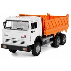 Машинка инерционная Play Smart 1:16 «КАМАЗ: Самосвал» 9099-A Автопарк, свет и звук / Оранжево-белая