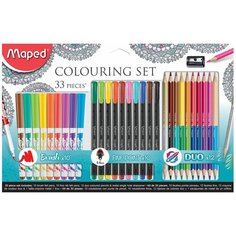 Набор для творчества Maped GraphPeps, 10 фломастеров, 10 капиллярных ручек, 12 цв. карандашей (897417)