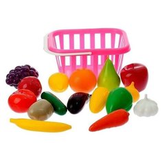 Набор «Фрукты и овощи» в корзине, 17 предметов, цвета микс СТРОМ