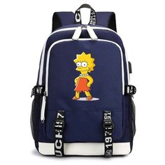 Рюкзак Лиза Симпсон (The Simpsons) синий с USB-портом №4 Noname