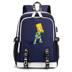 Рюкзак Барт Симпсон (The Simpsons) синий с USB-портом №5 Noname