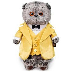 Мягкая игрушка Basik&Co Кот Басик в золотом фраке, 30 см, серый/желтый