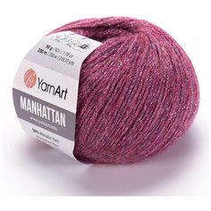 Пряжа YarnArt Manhattan (Ярнарт Манхэттен) Нитки для вязания, 50г, 202м, 56% металлик 7% шерсть 7% вискоза 30% акрил, цвет 905 брусника, 5шт.