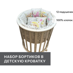 Комплект бортиков на детскую кроватку "Коалы девочки" 12 штук Jen Home