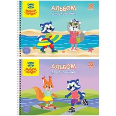 Альбом для рисования 32л, А4, на гребне Мульти-Пульти "Приключения Енота", с раскраской, 6 шт