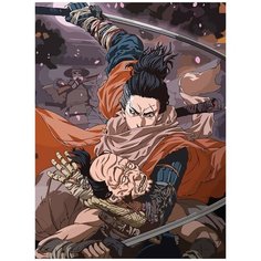 Картина по номерам на холсте игра Sekiro (Волк, Иссин Асина, Гэнитиро Асина) - 8187 В 30x40