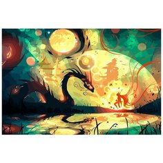 Картина по номерам на холсте дракон и девушка (японская эстетика) - 8836 Г 60x40