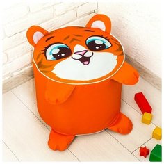 ZABIAKA Игрушка-пуфик «Тигр», мягкая, 40 × 40 см, цвет оранжевый