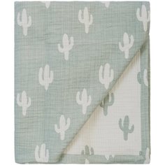 Муслиновое одеяло-плед для новорожденных и малышей 4 слоя хлопка (кактусы мятные) Pikate