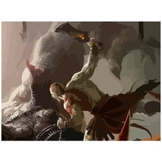 Картина по номерам на холсте игра God Of War Кратос и Атрей - 6560 Г 30x40