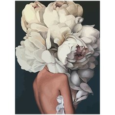 Картина по номерам на холсте Портрет девушки с цветком - 909 30X40