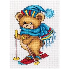 Набор для вышивания Klart "Мишка на лыжах", 11,5x15,5 см