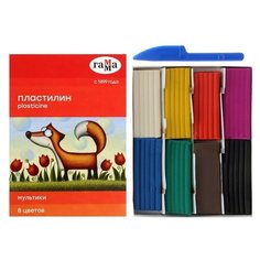 Пластилин 8 цветов 160 г, "Гамма" "Мультики", со стеком Gamma