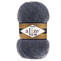 Пряжа Alize Angora Real 40 (Ангора Реал 40) - 3 мотка цвет 411 джинсовый 40% шерсть, 60% акрил 100г 480м