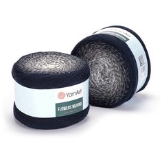 Пряжа YARNART Flowers Merino (YarnArt), черн/сер/белый - 532, 25% шерсть, 75% акрил, 2 мотка, 225 г, 590 м.