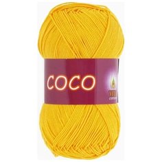 Пряжа хлопковая Vita Cotton Coco (Вита Коко) - 5 мотков, 3863 желтый, 100% мерсеризованный хлопок 240м/50г