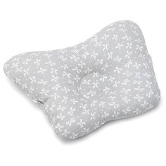 Подушка детская анатомическая-подушка для сна-подушка в кроватку, коляску Mobilbaby Бантики на сером